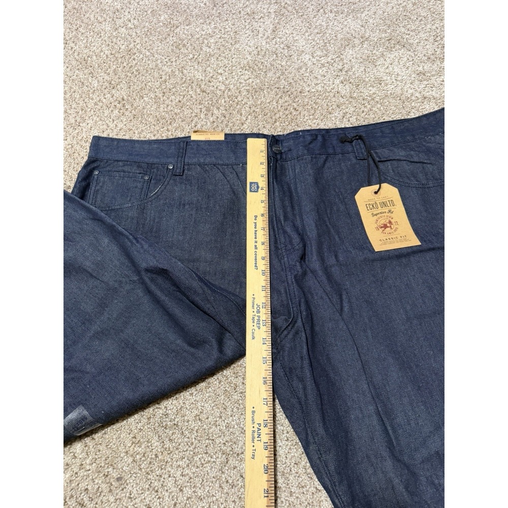 Vintage Ecko Unltd Jeans Mens 54x34 Blue Embroiders Super Baggy Y2K Wide Leg - Picture 7 of 9